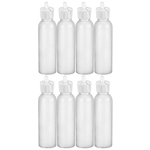 MoYo Natural Labs 2 oz Squirt Bottles, Squeezable Empty Travel Containers, BPA Free HDPE Plastic for Essential Oils and Liquids, Toiletry/Cosmetic Bottles (8 pack, Translucent White)