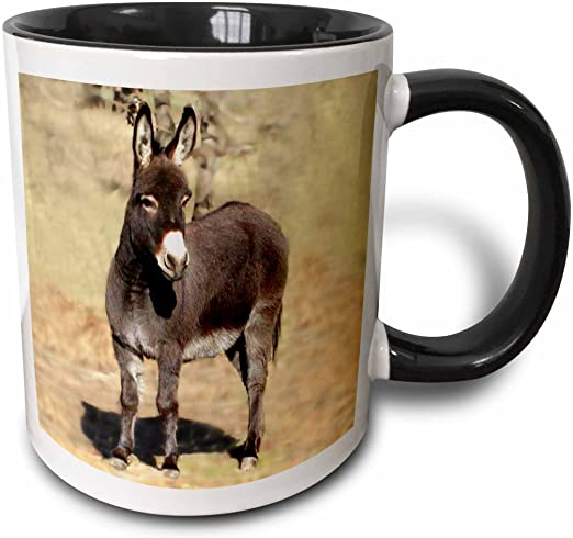 3dRose 3dRose Miniature Donkey - Two Tone Black Mug, 11oz (mug_1236_4), Black/White