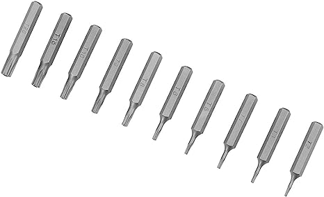 uxcell Torx Bits Set 10pcs 5/32 Inch Hex Shank T2-T20 Screwdriver Bit Set 28mm Length S2 Screw Driver Kit Tools