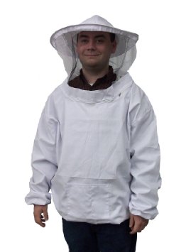 New Professional White Medium / Large Beekeeping / Bee Keeping Suit, Jacket, Pull Over, Smock with a Veil by VIVO (BEE-V105)