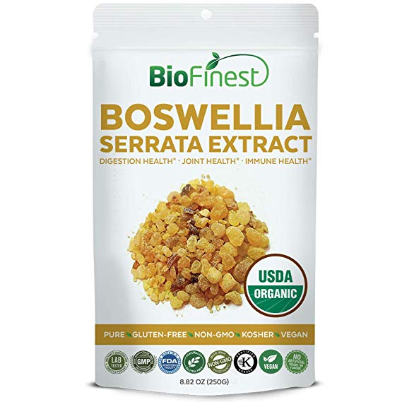 Biofinest Boswellia Serrata Extract Powder - 65% Boswellic Acid - USDA Certified Organic Gluten-Free Non-GMO Kosher Vegan Friendly - Supplement for Respiratory Support, Joint Health, Digestion (250g)