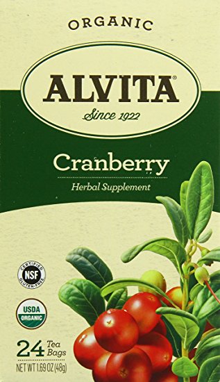 Alvita Tea Organic Cranberry Herbal Tea Bags, 24 Count