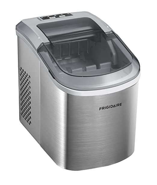 Frigidaire EFIC120-SS-SC Self Cleaning Stainless Steel Ice Maker, Makes 26 Lbs. of Bullet Shaped Ice Cubes Per Day, Silver Stainless