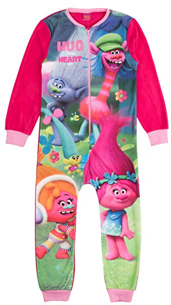 Girls Fleece Character Onesie Pyjamas Childrens All In One Pj's Size UK 1-8 Years