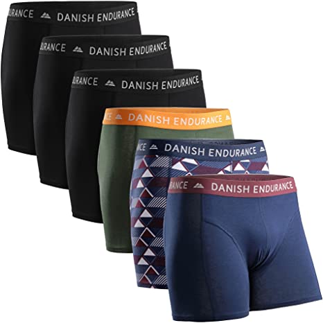 DANISH ENDURANCE Calzoncillos Bóxers de Algodón para Hombre, Ropa Interior, Elásticos, Ultrasuaves, Comodidad Superior, Corte Clásico, Ajustados, Negro, Gris, Azul Marino, Multipack, Pack de 6