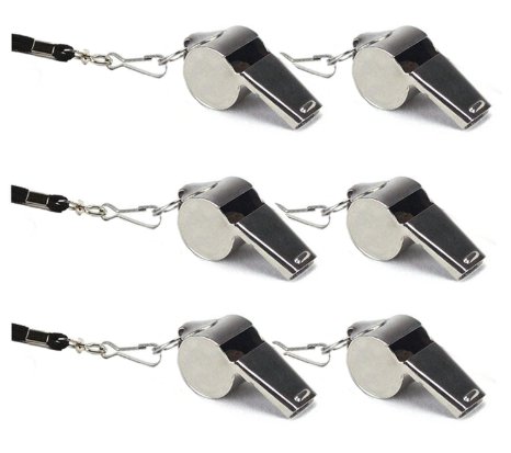 Yueton Loud Sport Coach Emergency Whistles with Lanyard, Pack of 6 ¡­