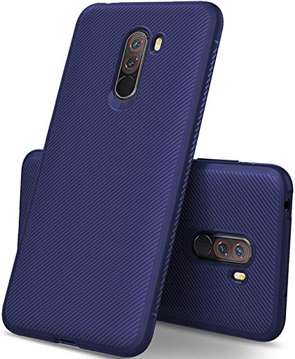 Toppix Case for Xiaomi Pocophone F1, Soft TPU Bumper Flexible [Shock Absorption] [Specialized] Bumper Protective Cover (Blue)