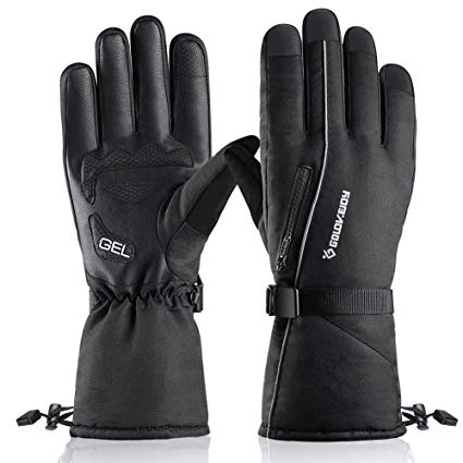 KNGUVTH Ski Gloves, Mens Winter Gloves Waterproof Touch Screen Thermal Gloves Women Snowboard Snow Outdoor Driving Warm Cold Weather Gloves