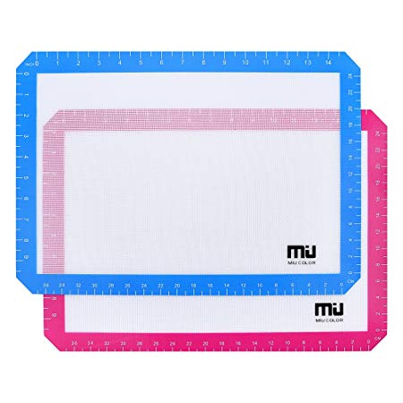 Silicone Baking Mat, Non Stick Silicone Liner for Cookie Sheets, Professional FDA Approved Cooking Mat, 16.5x11.5 Inches, 2 pack, MIU COLOR