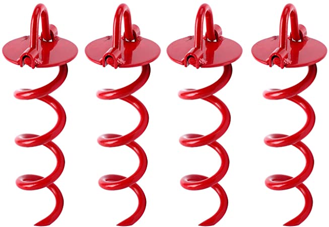 YaeMarine 4 Pack of Outdoor Folding Ring Spiral Ground Anchor 8Inch/10Inch/16Inch