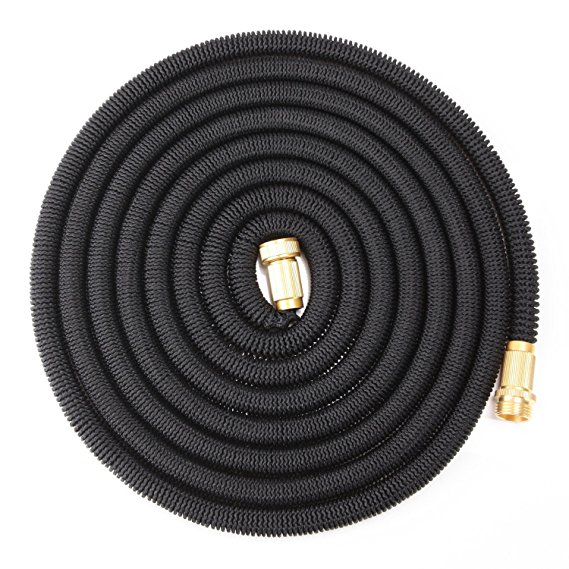GBB 50 Feet Expanding Garden Hose.Pure Natural Latex Hose,Stretching Freely, Not Kink,Rust-proof Durable Copper Fittings, Steel Assembly Clip,Easy To Use,Easy To Carry With Storage Bag