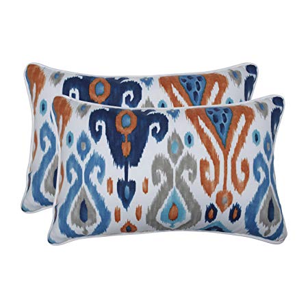 Pillow Perfect Outdoor | Indoor Paso Azure Rectangular Throw Pillow (Set of 2), Blue