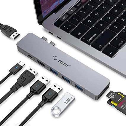 TOTU USB C Hub 8 in 2 Triple Display USB Type C Adapter Docking Station Compatible for MacBook Pro 2018/2017/2016, MacBook Air 2018 with 87 W USB-C PD, 2 HDMI 4K, 3 USB 3.0, SD/TF Card Reader