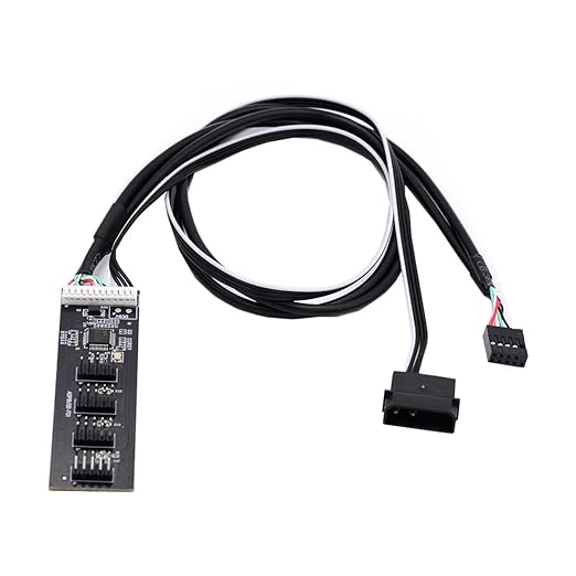 CY USB2.0 Motherboard Cable 9pin 10pin USB 2.0 Header 1 to 4 Female with IDE Power Extension Splitter Cable HUB Connector Adapter Port Multilier