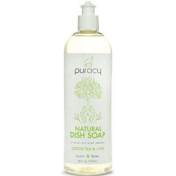 Puracy Natural Liquid Dish Soap - Sulfate-Free - THE BEST Dishwashing Detergent - Green Tea & Lime