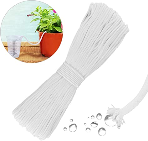 WXJ13 65 Feet Self Watering Wick Cord Cotton Watering Rope String Plant Self Watering Devices for Indoor Outdoor Potted Plant Self Watering Wick System