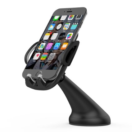 Car Mount Holder, MEMTEQ One Touch Windshield Universal Smartphone Car Cradle for iPhone 6s Plus 6 6  5 5s 5c 4s Samsung Galaxy S6 S6 Edge  S5 S4 S3 Note 5 4 3 2 HTC M9 M8 Lg G3 G2(3.5 to 6'')