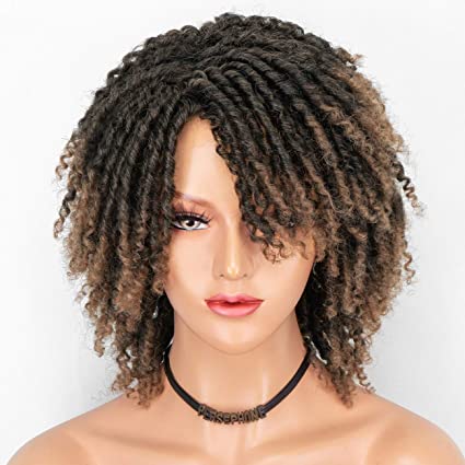 Persephone Fashion Roll Twist Wigs New Short Dreadlock Wig for Black Women 2021 Synthetic Curly Braided Wigs Black to Blonde 6 inches 1B/27