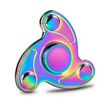 Evermarket Spinner Fidget EDC ADHD Focus Toy, Pure Zinc Metal Alloy Hand Spinner Fidget Toy Ultra Durable High Speed 2-5 Min Spins,Rainbow Color