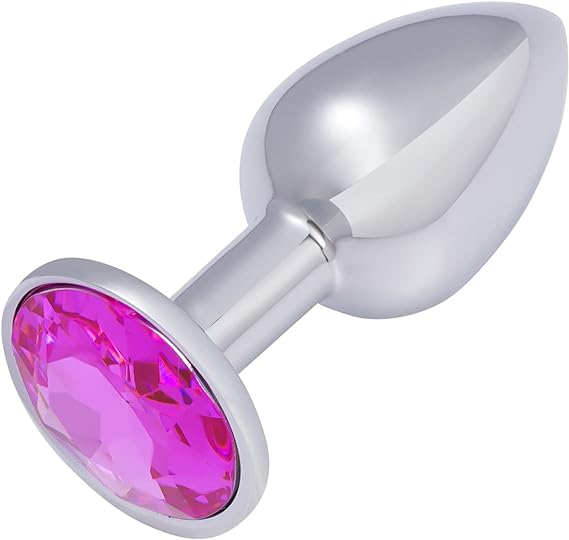 Hmxpls Small Anal Plug, Anal Toy Plug Beginner, Personal Sex Massager, Stainless Steel Butt Plug for Women Men Couples Lover, Fushcia