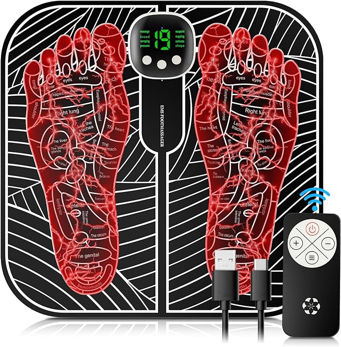 BFAHE EMS Foot Massager Mat EMS Foot Stimulator for Pain Relief Improve and facilitate Muscle Performance Temporary Relief of Minor Aches and Pains in The waistback, Back of The Neck, arm, Leg