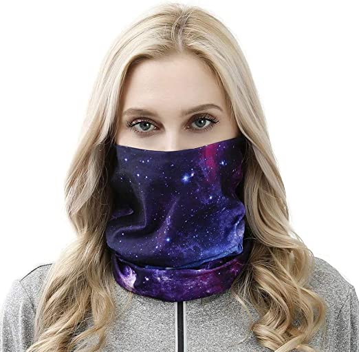 LKTINA Seamless Bandana Cover UV Protection Neck Gaiter Scarf Sunscreen Breathable Face Mask for Women Men, Unisex, Starry Sky