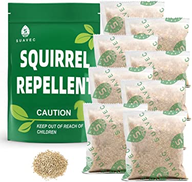 SUAVEC Squirrel Repellent, Chipmunk Repellent, Squirrel Repellents Outdoor, Squirrel Repellant for Attic, Squirrels Deterrent for Garden, Squirrel Away for Plants, Mint Rodent Repellent-8 Pouches