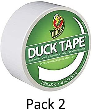 Duck Brand 1265015 Color Duct Tape, White, 1.88 Inches x 20 Yards, Single Roll, 2 Rolls