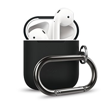 elago AirPods Hang Case [Black] - [Extra Protection][Perfect Fit][Hassle Free][Added Carabiner] - for AirPods Case