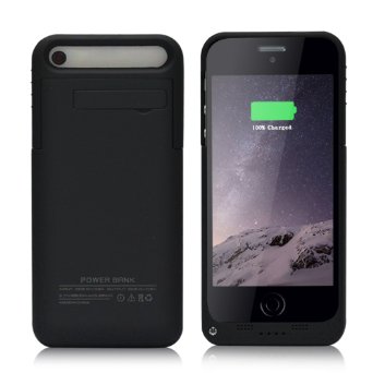 Tomameri Multi-color 2500mah Power Bank External Protective Battery Charger Case for Iphone 5  5s Plus Lightning Charging Port Kick Stand Black