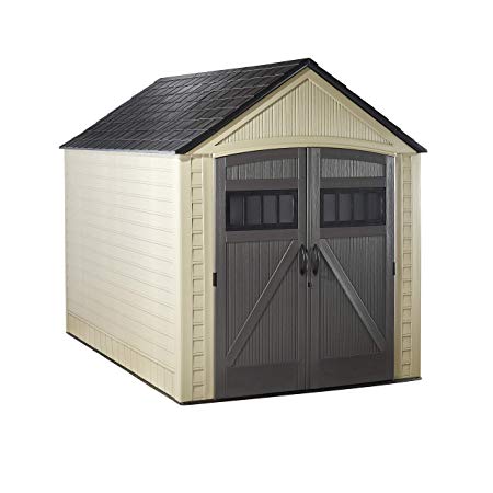 Rubbermaid Roughneck Storage Shed, 7x10.5, Faint Maple and Brown