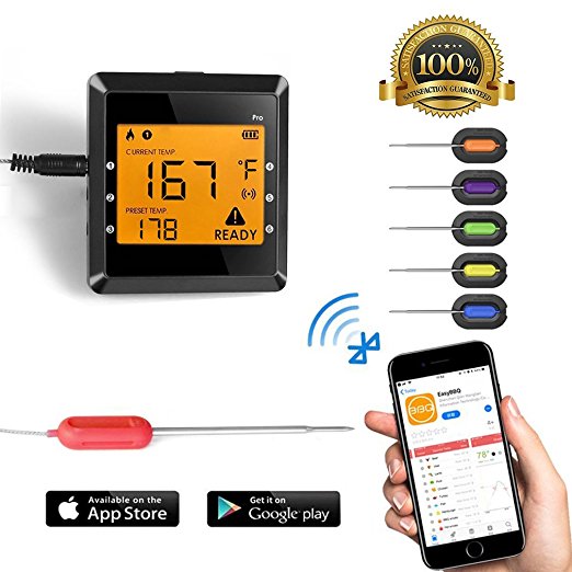 Digital Meat Thermometer for Grilling, ICOCO Best Instant Read Meat Thermometer with 6 Probes Ultra Fast Easy Electronic BBQ and Kitchen Food Thermometer for Cooking, Oven ,Smoking ,Candy (Black)