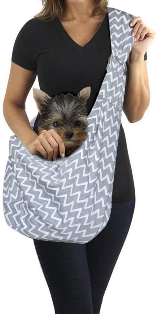 Surblue Dog Sling Carrier with Adjustable Strap, Carry Puppy up to 19 Lbs