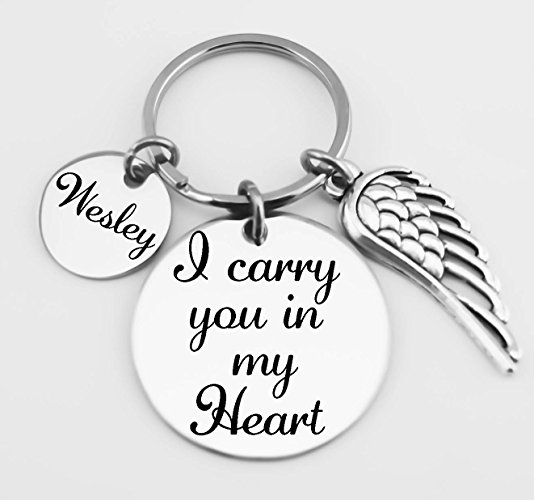 Memorial Jewelry, I Carry You In My Heart, Personalized Keychain