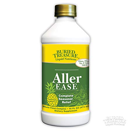 Aller Ease Promotes Natural Sinus Histamine and Inflammatory Response Immune System Booster with EpiCor, Bayberry, Nettles, MSM Tropical Pineapple 16 oz