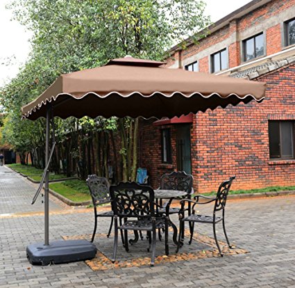 Tylor's Garden 8-1/2 Ft Cantilever Outdoor Patio Umbrella, UV Resistant, 100% Polyester, Coffee