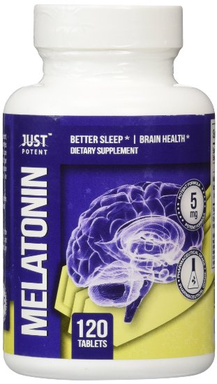 Pharmaceutical Grade Melatonin by Just Potent  5mg Tablets  Better Sleep  Brain Health  120 Count  Fast Acting and Non-Habit Forming Sleep Aid