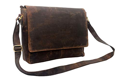 Leaderadjo Leather Laptop Messenger Bag for Men - Premium Office Briefcase 16" MacBook Professional College Mens Womens Side Bags