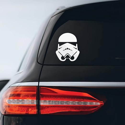 Storm Trooper Helmet Sticker Decal Notebook Car Laptop 5" x 6" (White)