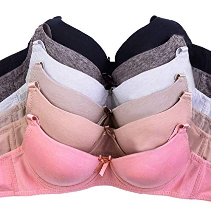 Women's Basic Plain Bras (Packs of 6) - Various Styles