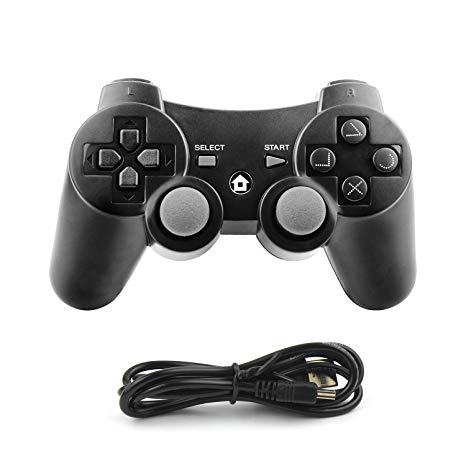 Diswoe ps3 Wireless controller remote gamepad For PS3 Playstation 3 Double Shock with USB charge cable