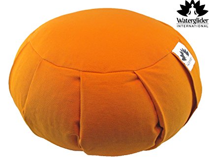 Zafu Yoga Meditation Pillow with USA Buckwheat Hull Fill, Certified Organic Cotton- 6 Colors