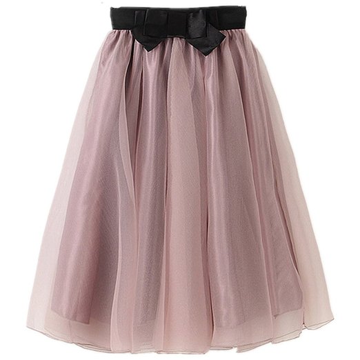 YSJ Lady's Organza Princess Skirt Bowknot Pleated Midi/ Knee Length TUTU Skirts