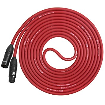 LyxPro Balanced XLR Cable 15 ft Premium Series Professional Microphone Cable, Powered Speakers and Other Pro Devices Cable, Red