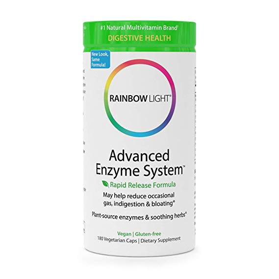 Rainbow Light Advanced Enzyme System - Plant-Sourced Whole Food Enzyme Supplement, Supports Nutrient Absorption and Digestive Health; Vegan and Gluten-Free - 180 vCaps