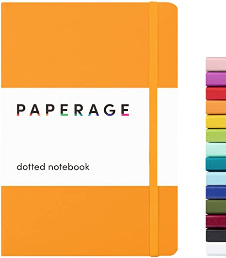 PAPERAGE Dotted Journal Notebook, (Marigold), 160 Pages, Medium 5.7 inches x 8 inches - 100 GSM Thick Paper, Hardcover