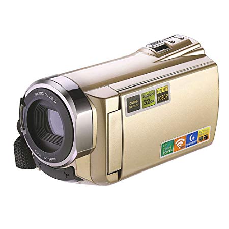 TOOGOO(R) Camcorder HDV-5052 HDMI 1920x1080p Wifi FHD Digital Video Camera Infrared Night Vision 30FTPS Camcorder with Touchscreen,16 X Digital Active Zoom (Golden)