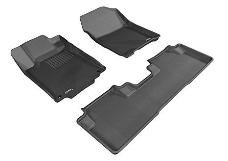 3D MAXpider Complete Set Custom Fit All-Weather Floor Mat for Select Honda CR-V Models - Kagu Rubber (Black)