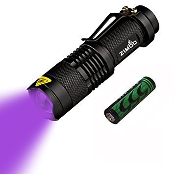 ZIMOO UV Flashlight Blacklight, Pets Urine Detector Ultraviolet Led Light Aa Battery