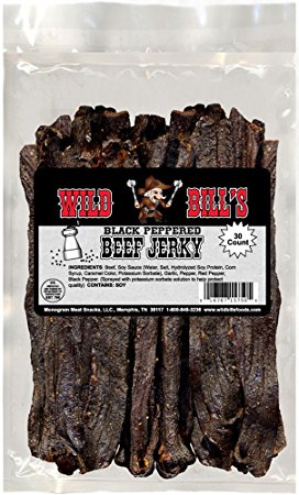 Wild Bills Black Peppered Beef Jerky Strips, 30-Count, 15-Ounce
